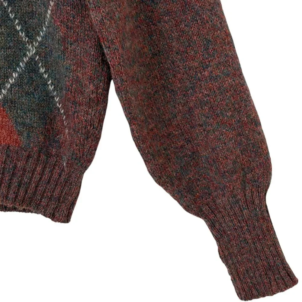 Lord Jeff Vintage Shetland Wool Argyle Sweater Size M Made in Ireland